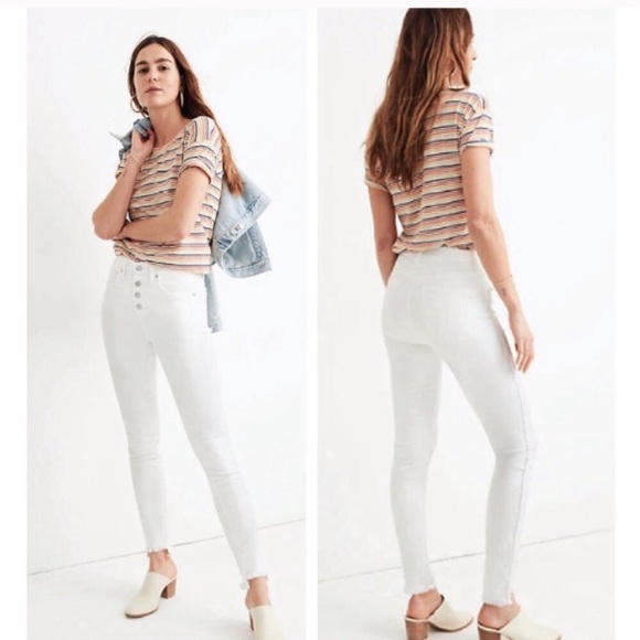 Madewell Denim - Madewell White High-Rise Skinny Jeans Step-Hem